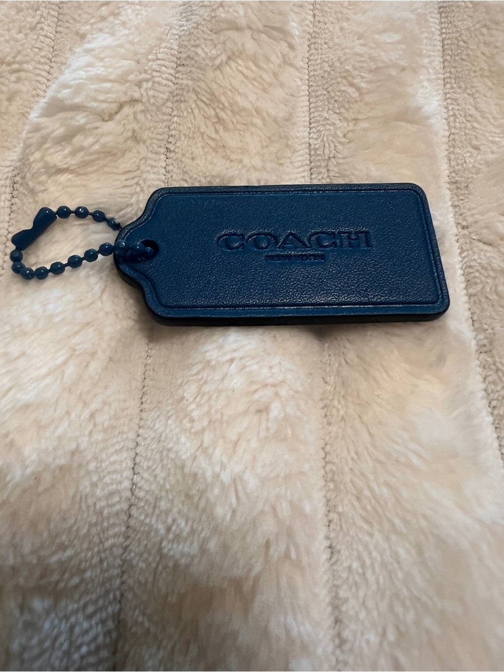 Coach Leather key chain Tag - teal